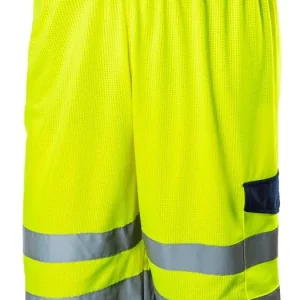 Premium Krótkie spodenki ostrzegawcze, żółte, siatkowe, L